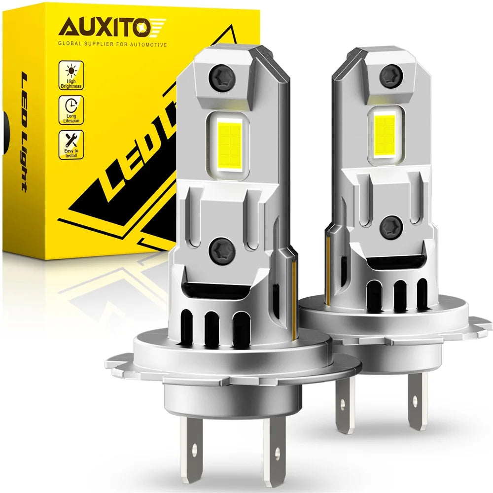 AUXITO 2Pcs Canbus H7 LED Bulb Headlight Kit Mini Fanless 60W 18000LM 6500K CSP for Car Headlamp Golf 7 Bmw E60 E46 E90 F10