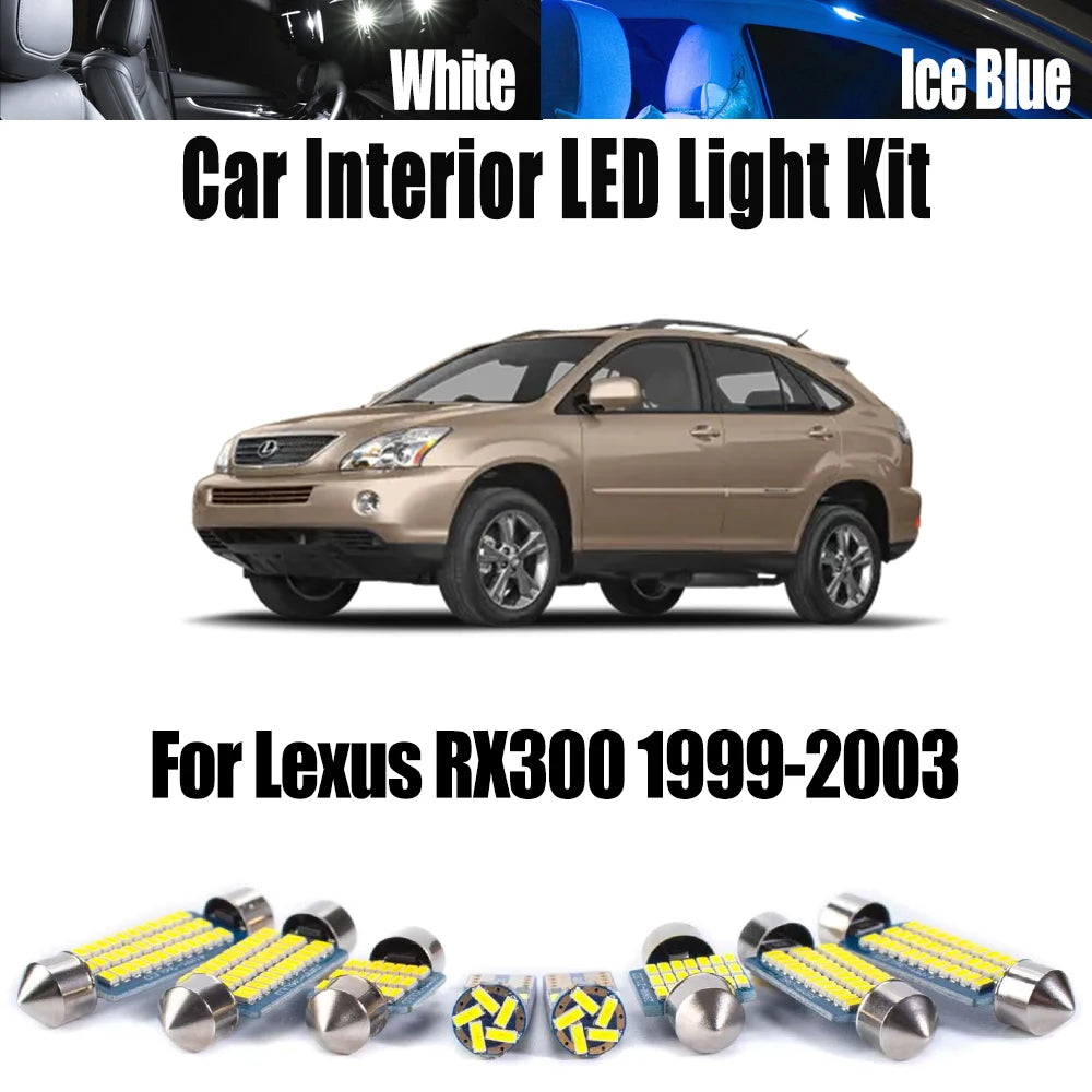 9-Piece LED Interior Light Kit for Lexus 1999-2001 - Canbus Error-Free Interior Bulbs