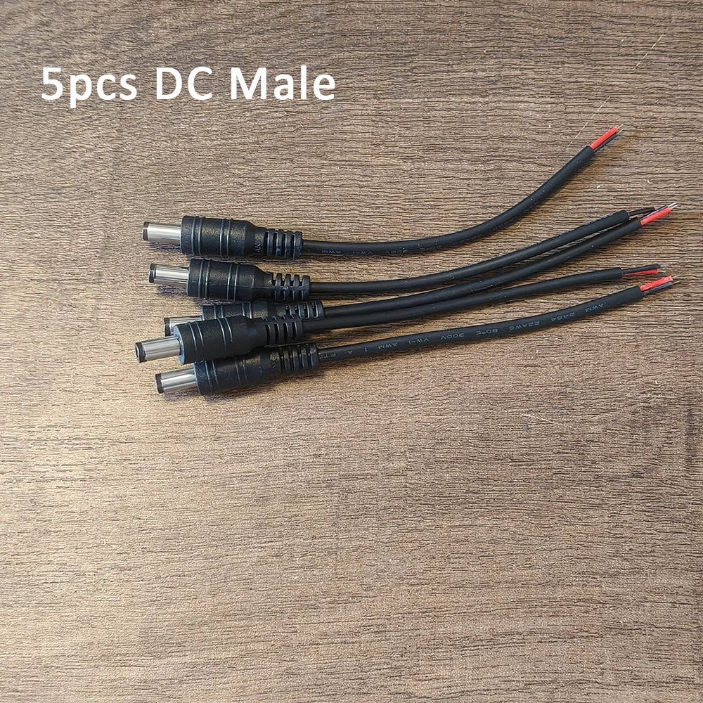 Black 15cm DC Cable 5.5 x 2.1mm DC Plug Jack Connector Wire Pigtail Male Female 5.5 2.1 Adapter for 5050 3528 LED Strip Light
