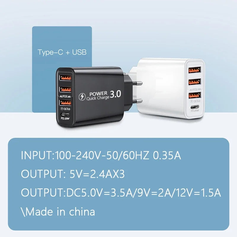 PD 30W Fast Charging Charger Multi Ports Quick Charging Adap