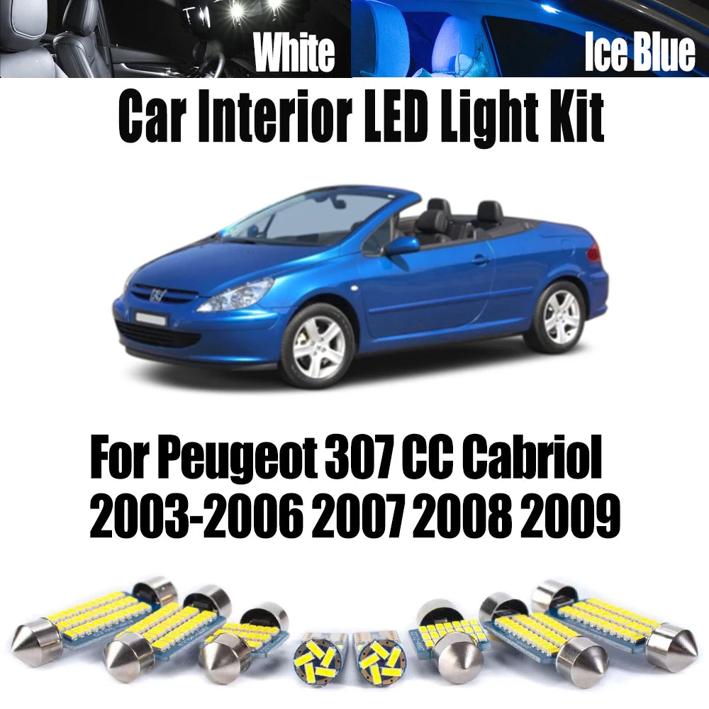 14-Piece LED Interior Light Kit for Peugeot 2003-2006 - Canbus Error-Free Interior Bulbs