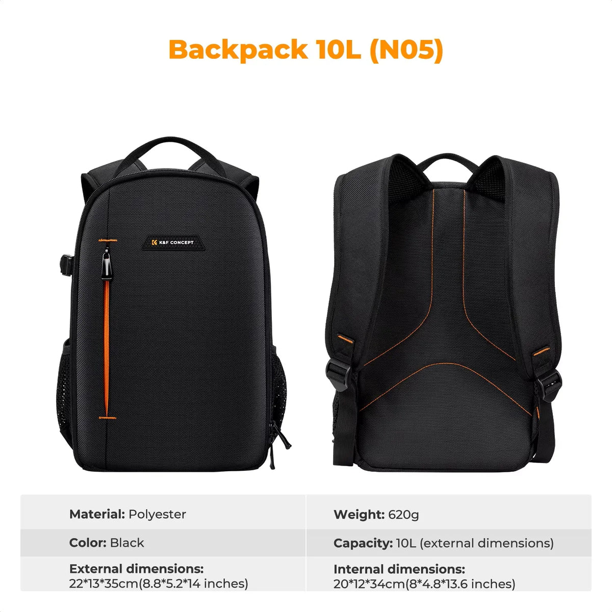 K&F CONCEPT 18L/10L Photography Camera Backpack Lightweight 