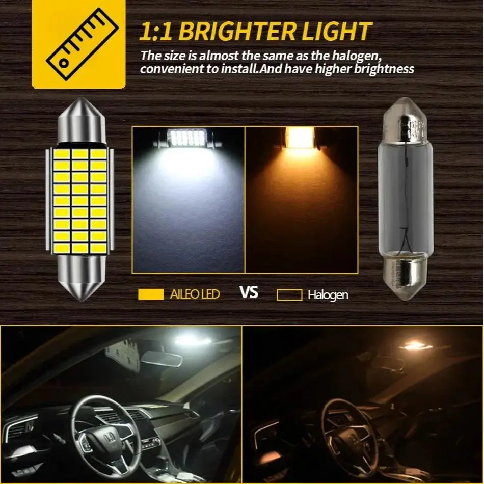 2PCS Car Interior Reading Light Festoon C5W LED White Light 