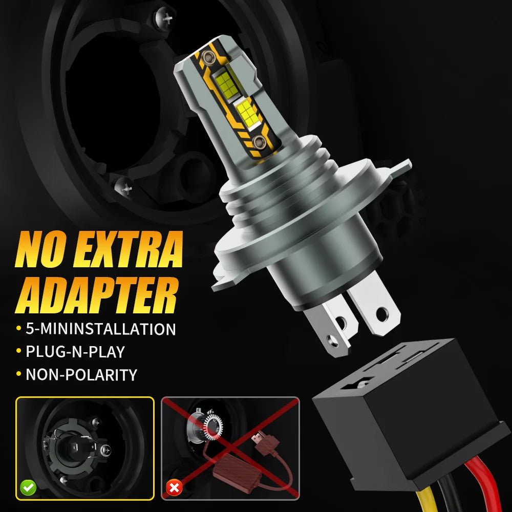 AILEO 2Pcs Led Lights H4 High Low Beam High Quality 20000Lm 