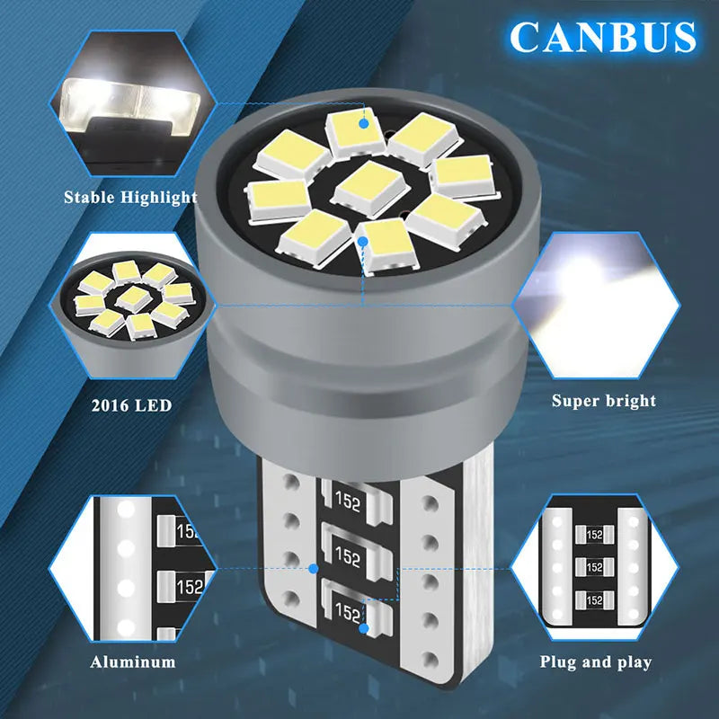 4pcs T10 W5W Canbus LED Bulb 194 168 5W5 Bulb 12V 2016 9SMD 