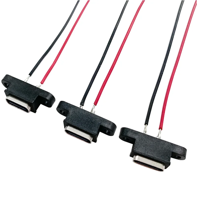 1-10pcs New Type-C 2 Pin Female USB C Socket Port With Screw