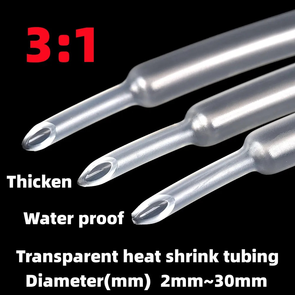 5M/lot Clear 3 1 Heat Shrink Tube Impermeable With Double Wa