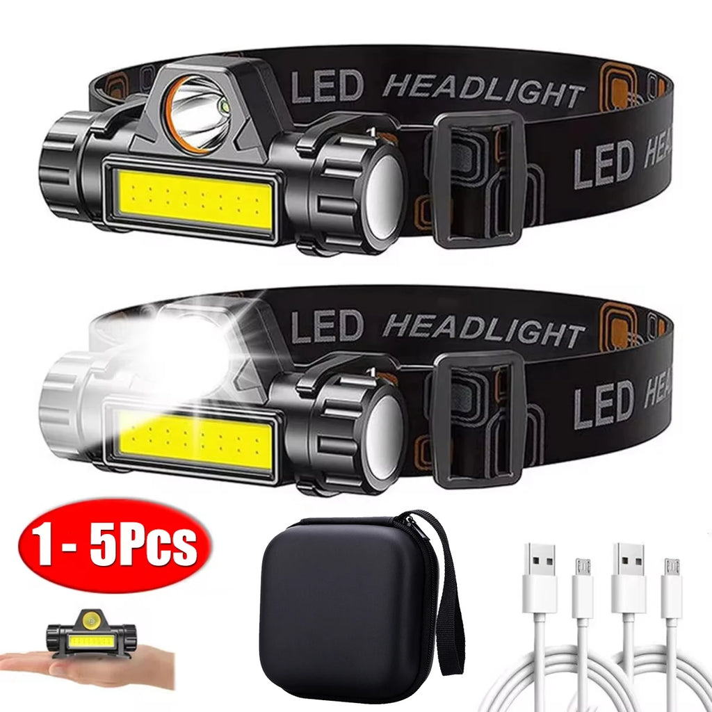 1-5PCS Rechargeable COB LED Headlamp Strong Magnetic Powerfu