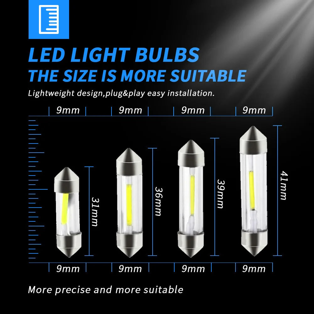 2PCS/4PCS 31 36 39 41mm Sv8.5 C5w C10w Led White Festoon Led