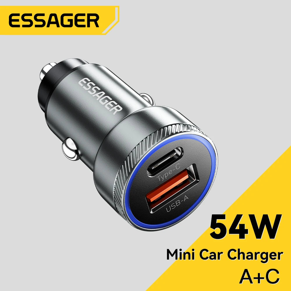 Essager 54W USB Car Charger 5A Fast Charing QC 3.0 PD 3.0 SC