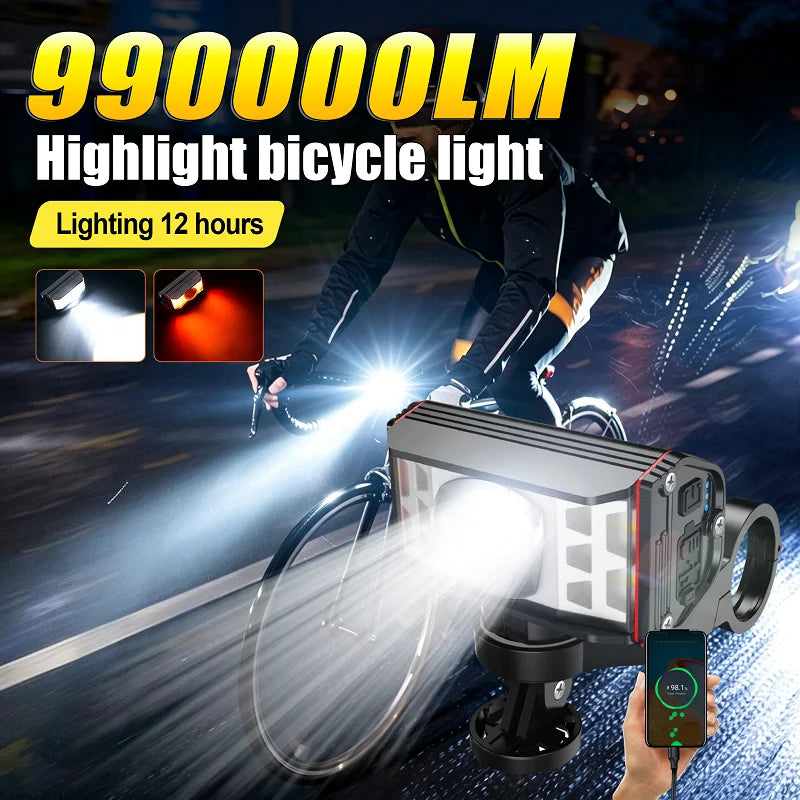 2026 NEW 990000LM USB Rechargeable Bike Light Bike Headlight