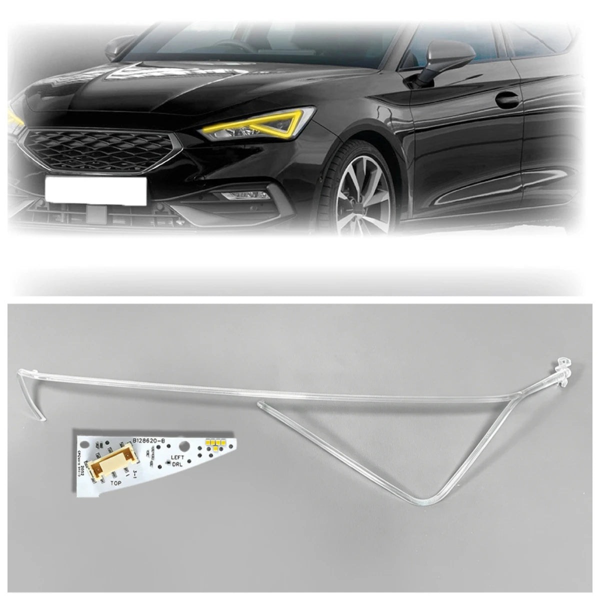 Angel Eye LED DRL Light Guide Strip Tube PCB Chip Board Daytime Running Light For SEAT Leon 2021-2023