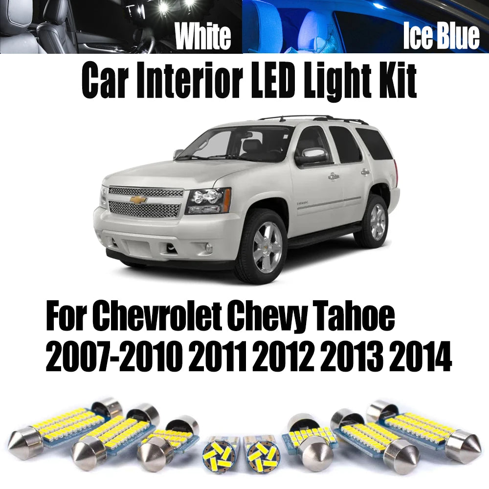 15-Piece LED Interior Light Kit for Chevrolet 2007-2011 - Canbus Error-Free Interior Bulbs