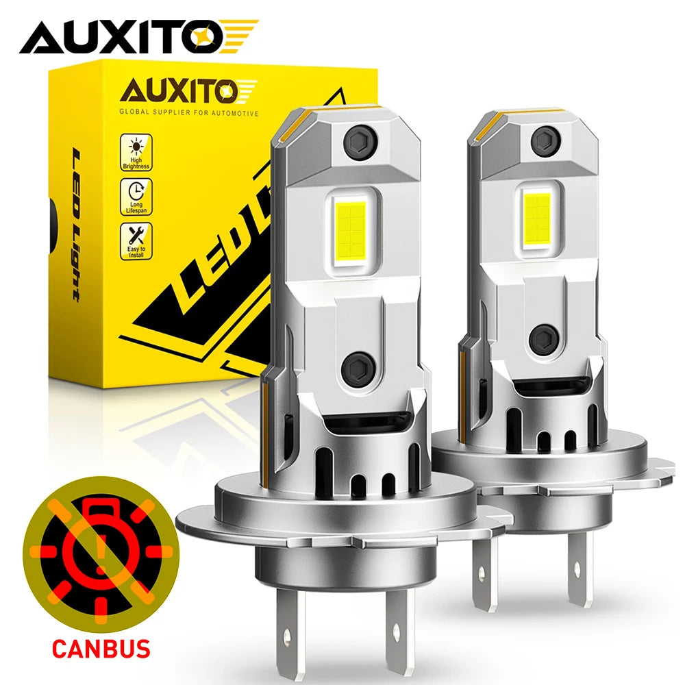 AUXITO 2Pcs Canbus H7 LED Bulb Headlight Kit Mini Fanless 60
