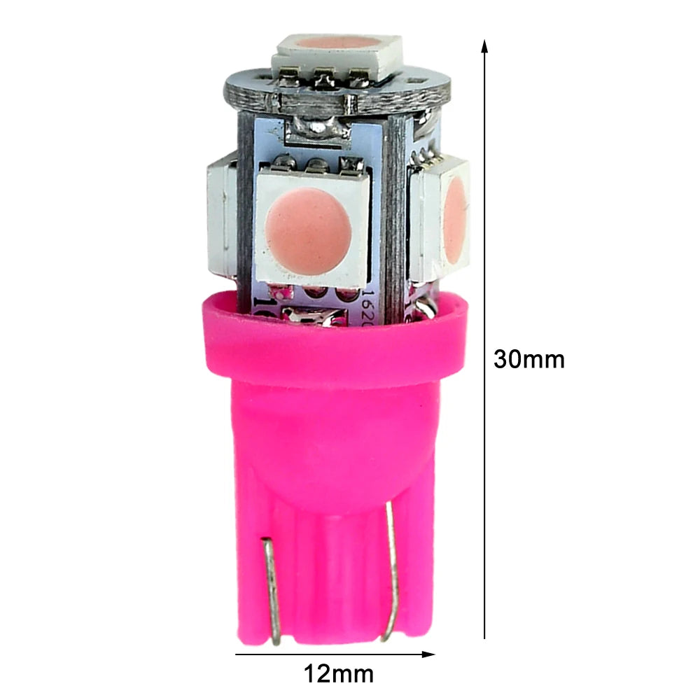 10pcs Pink Purple T10 158 192 194 168 W5W 5050 SMD 5 LED Car