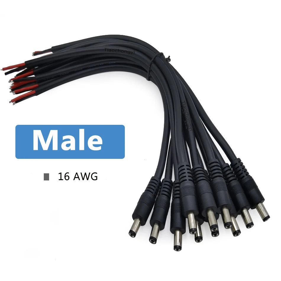 16AWG 2PIN 5.5x2.1mm / 5.5X2.5mm Power Plug DC Male Female Cable Wire 30cm Connector Adapter Socket Jack For LED Strip Light