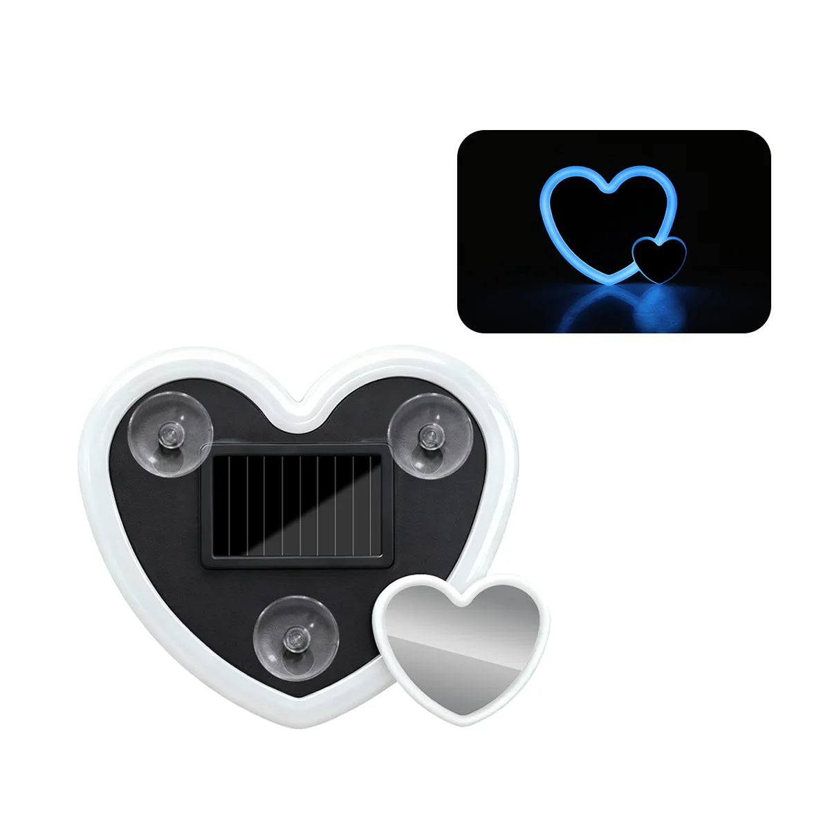 1pcs/2pcs Car Triangle Window LED Ambient Atmosphere Light Solar Powered Heart-shaped Colorful Decorative Light With Suction Cup