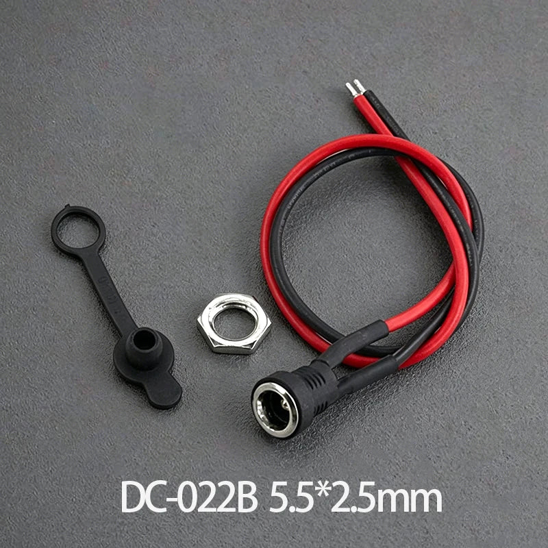 1Set Waterproof C-022B DC-022X DC-099 D5.5 2.1mm/2.5mm DC Power Jack Socket Female Panel Mount Connector MetalWith Nut Snap