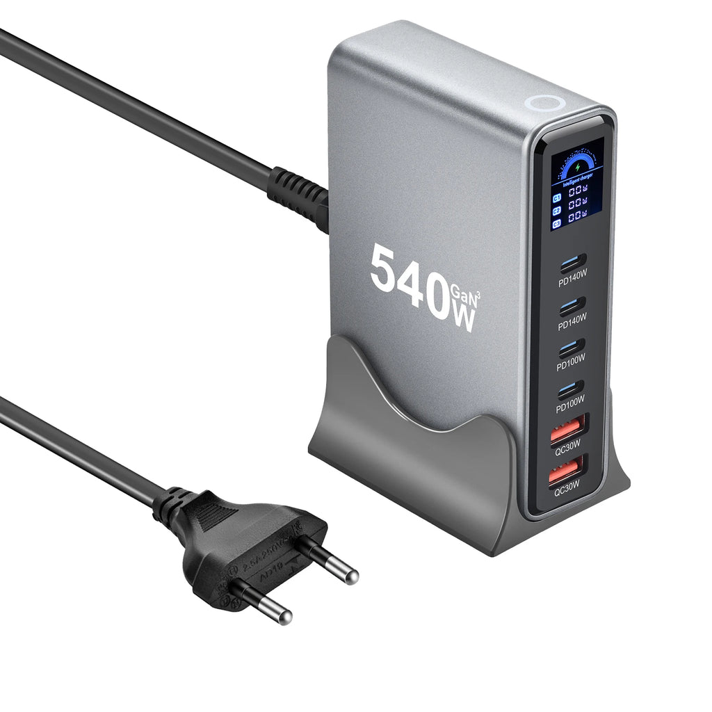 New 540W Desktop GaN Charging Station with Display Multi-por