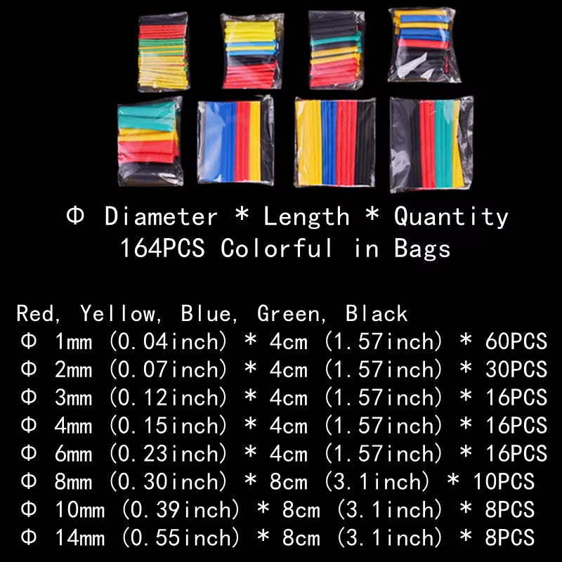 2 1 Heat Shrink Tubing 127-850 PCS Insulated Polyolefin Sheathed Electronic DIY Kit Electrical Connection Tubing Cable Sleeves