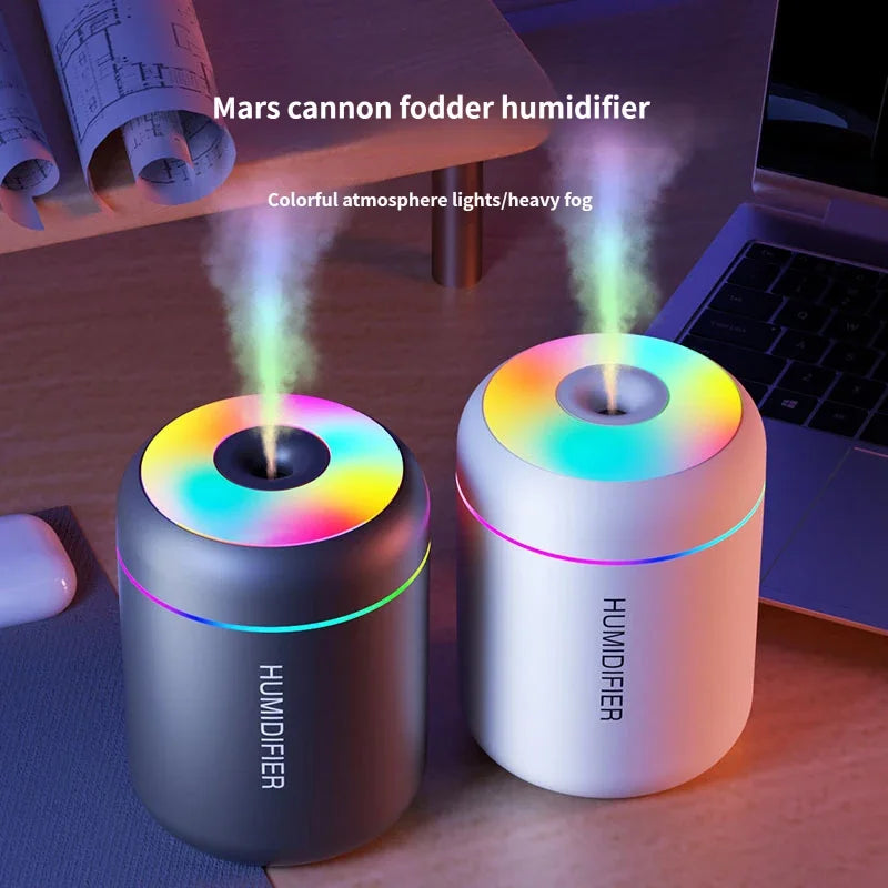 USB Mini Humidifier Quiet Large Mist Colorful Ambient Light 