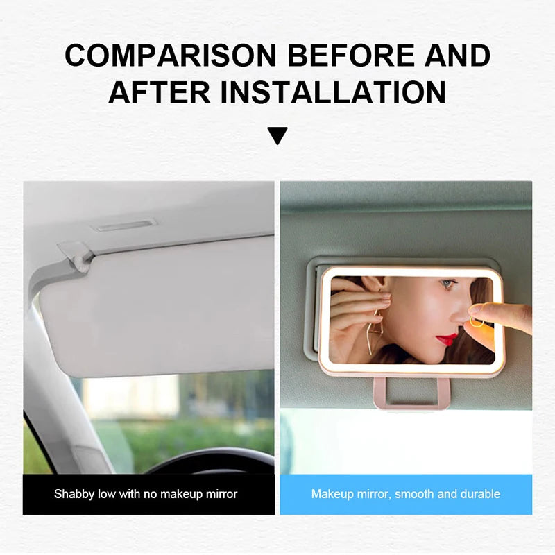 SEAMETAL Car Interior Mirrors Sun Visor Plate LED Makeup Mir