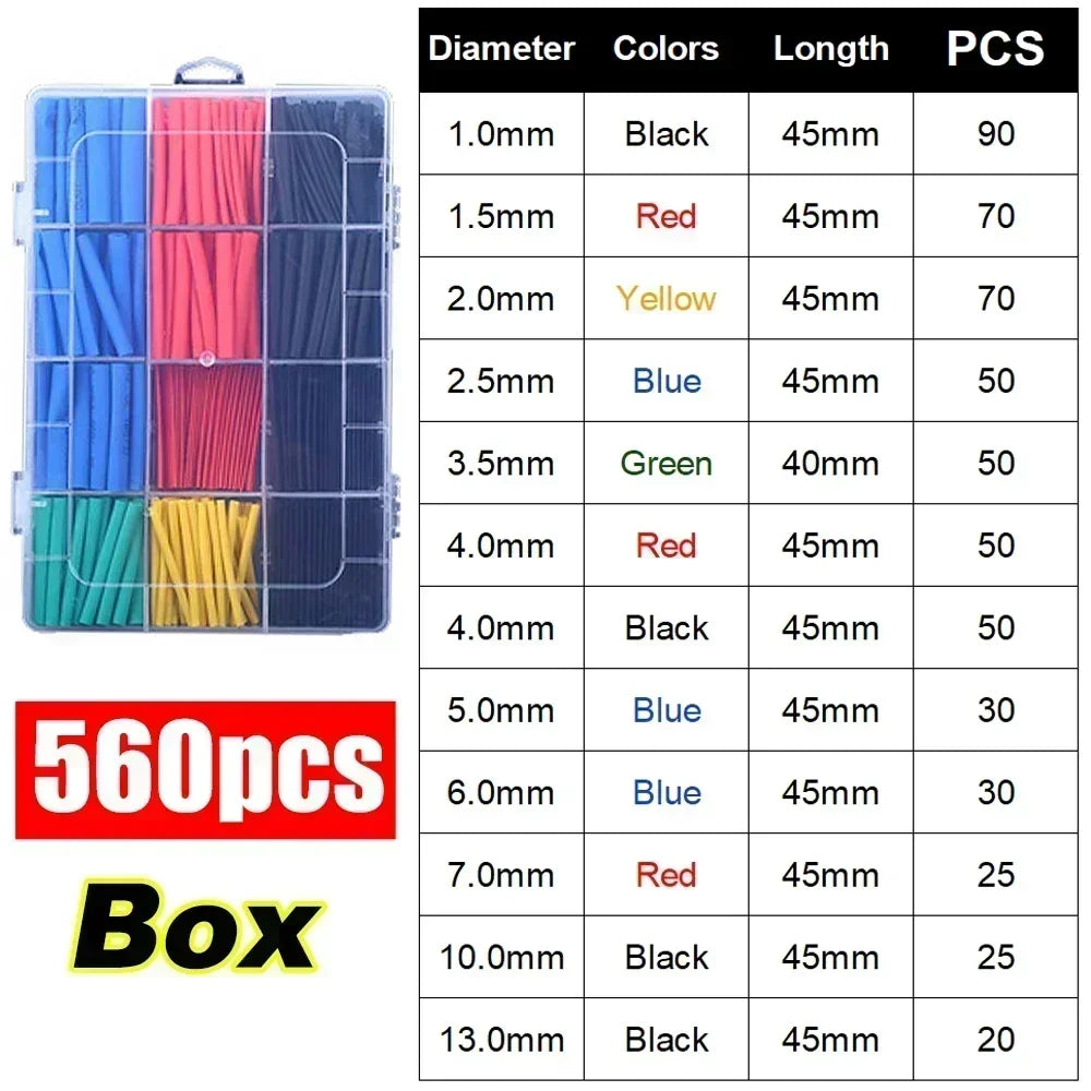 164PCS 2 1 Cable Shrink Tube Kit Heat Assorted Pack Thermoretractile Insulation Sleeving Cable Wire Shrink Wrapping for DIY