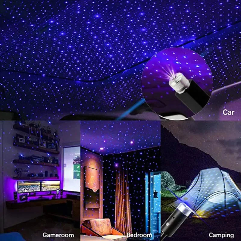 Mini Car LED Star Night Light Projector USB Power Saving Gal