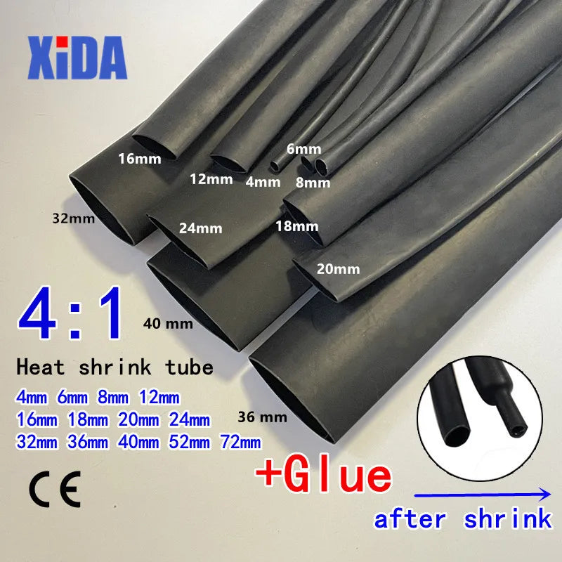 1Meter 4 1 Heat Shrink Tube With Glue Thermoretractile Heat 