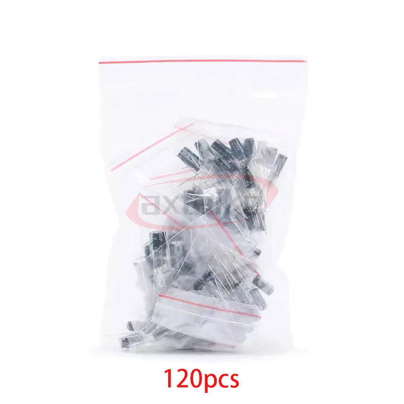 120/200/500pcs Radial Capacitors Set 12 15 24 Values 16V 25V