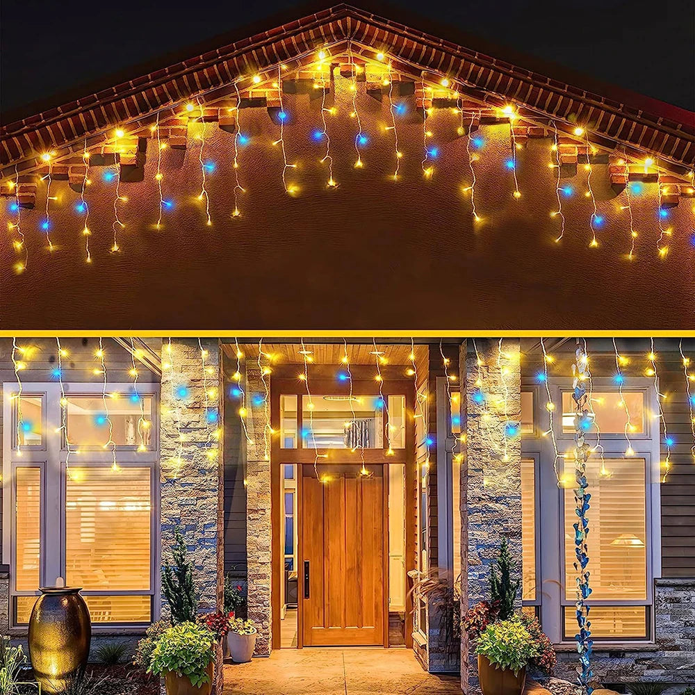 6M/12M LED Icicle String Lights Icicle Fairy Light Outdoor G