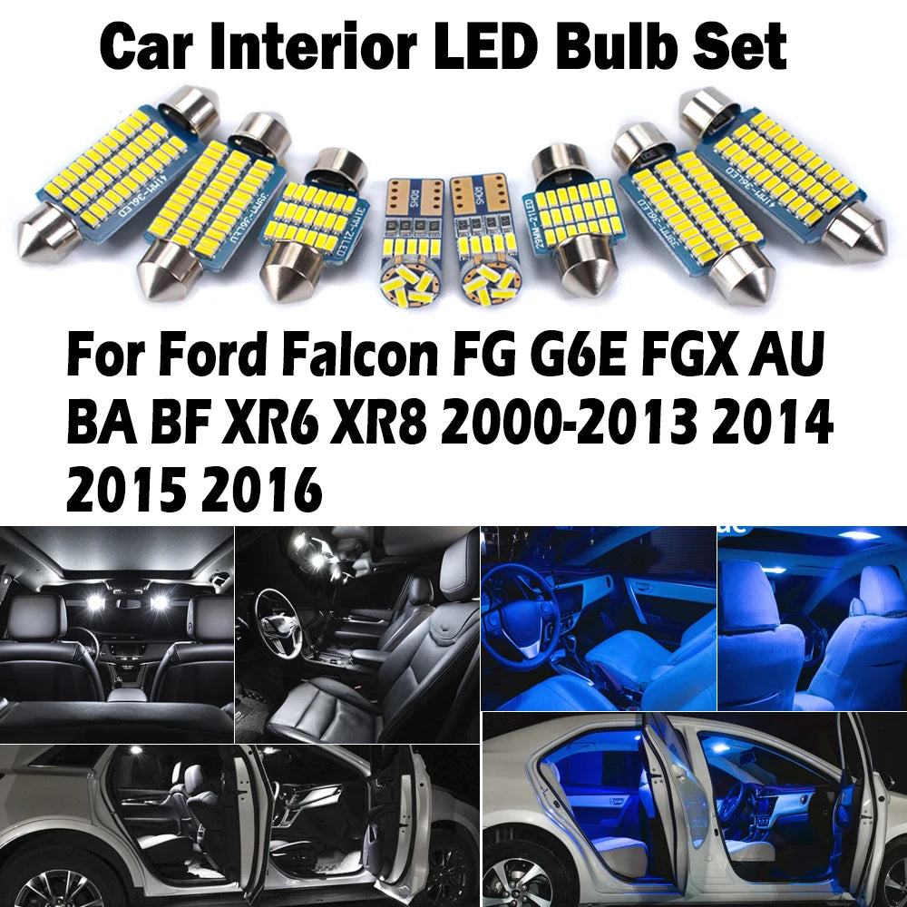 Bulbs LED Interior Map Reading Dome Light Kit for Ford XR8 XR6 G6E 2000-2013