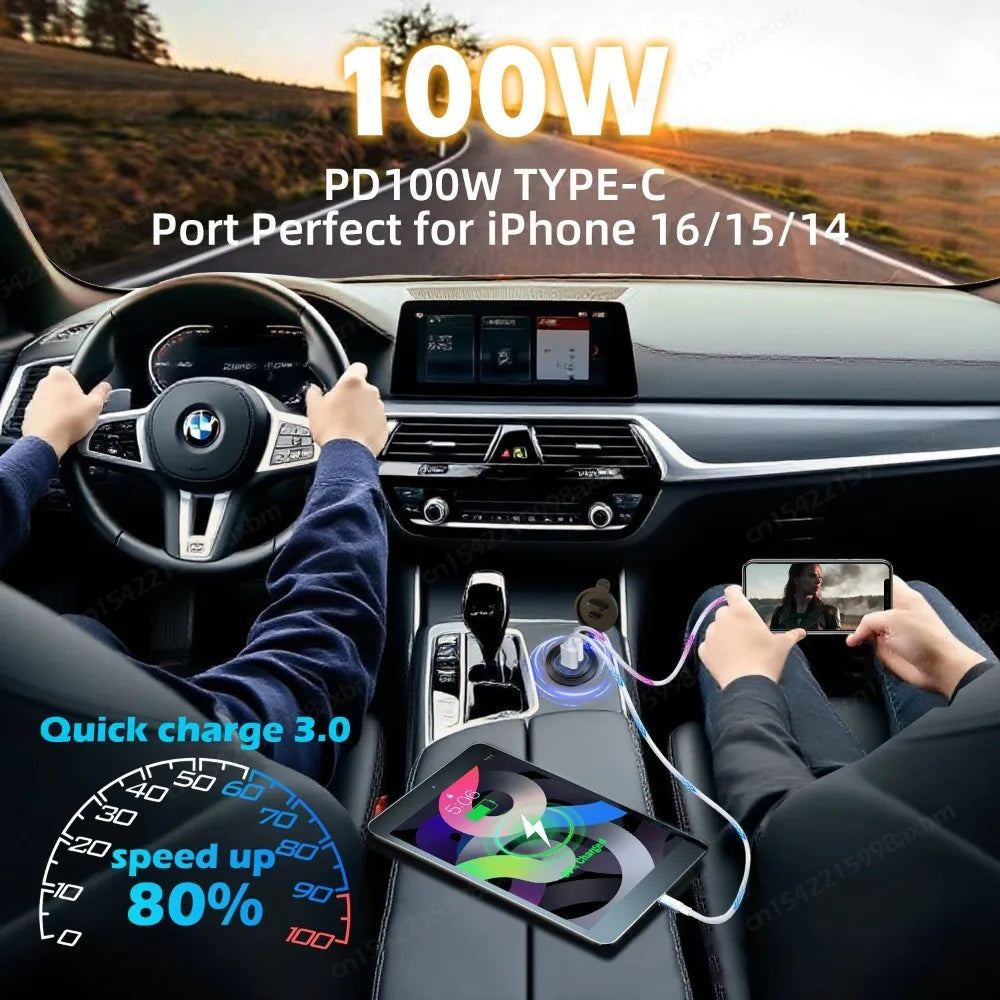 118W Aluminum 12V USB C Laptop Outlet PD 100W Port & QC3.0 1
