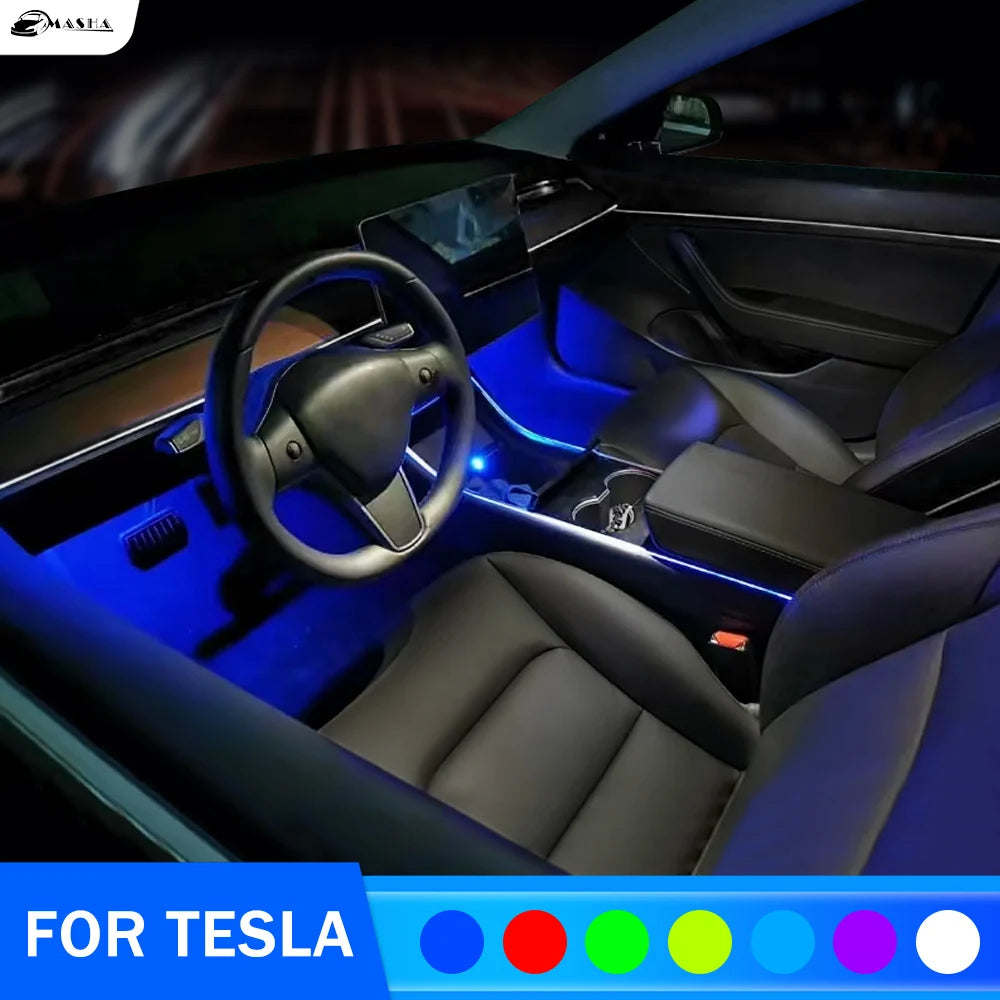 2PCS / 4PCS LED Footwell Light 18 Modes For Tesla Model 3 Mo