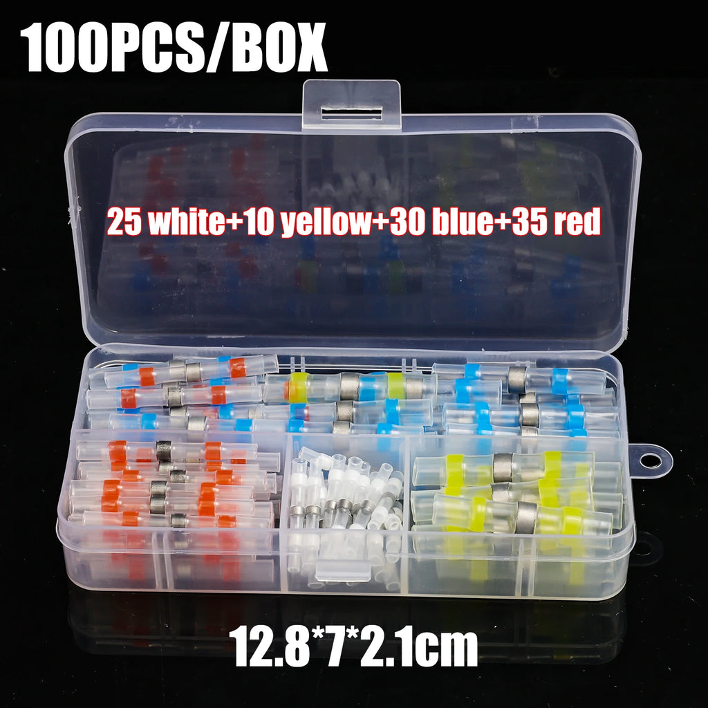 Electrical Wire Connectors Heat Shrink Waterproof Solder Seal Butt Terminals Splice Insulated Solderless Auto Cable Boat Repair
