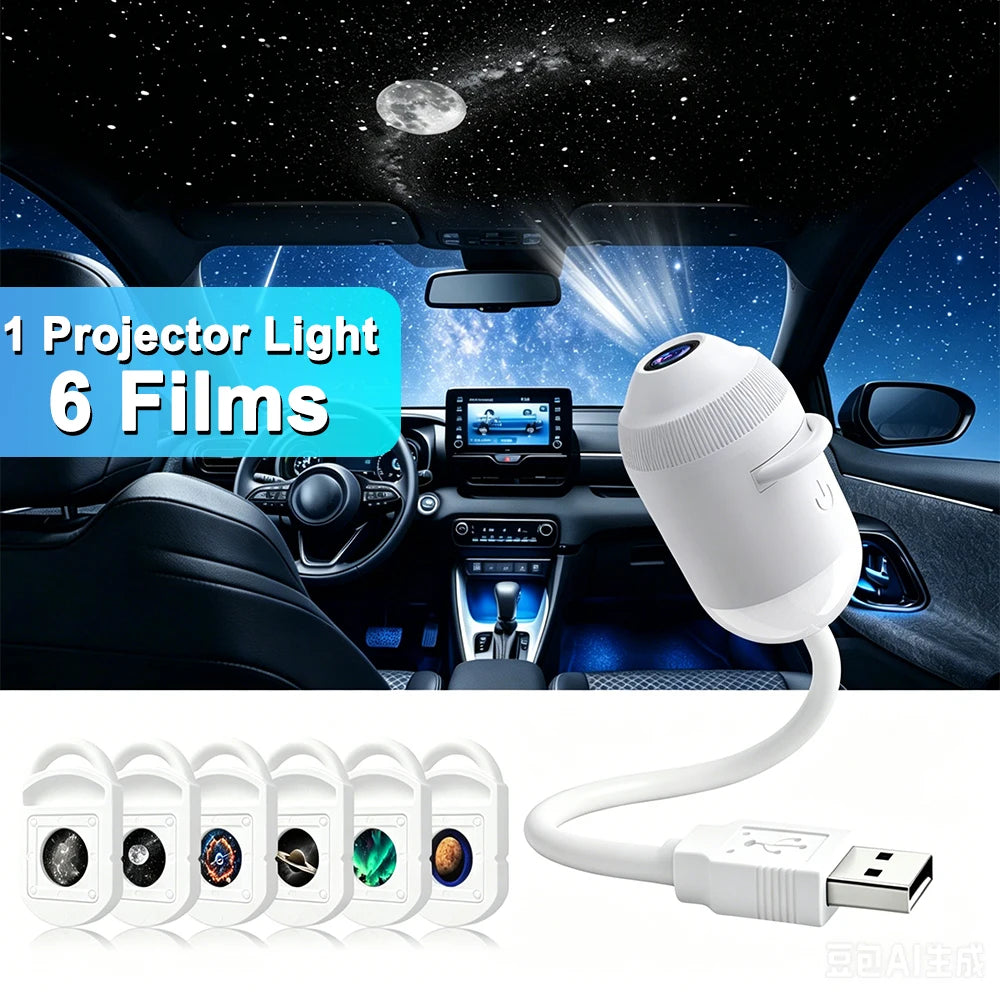 USB car mounted 360 adjustable starry sky environment projection light roof starry sky projection environment lighting control