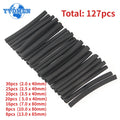127pcs Heat Shrink Tubing 2 1 Black Thermoresistant Tube Car