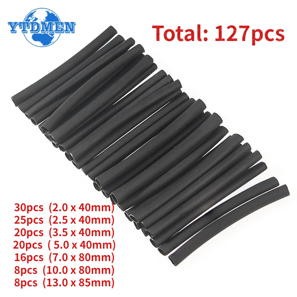 127pcs Heat Shrink Tubing 2 1 Black Thermoresistant Tube Car