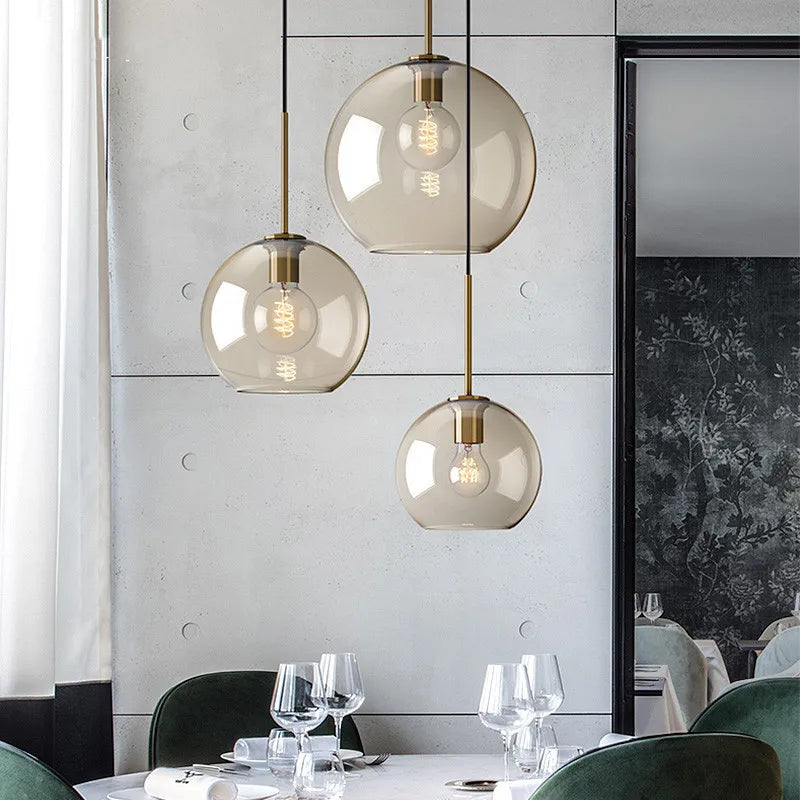 Nordic LED High quality glass pendant light Gold coloured he