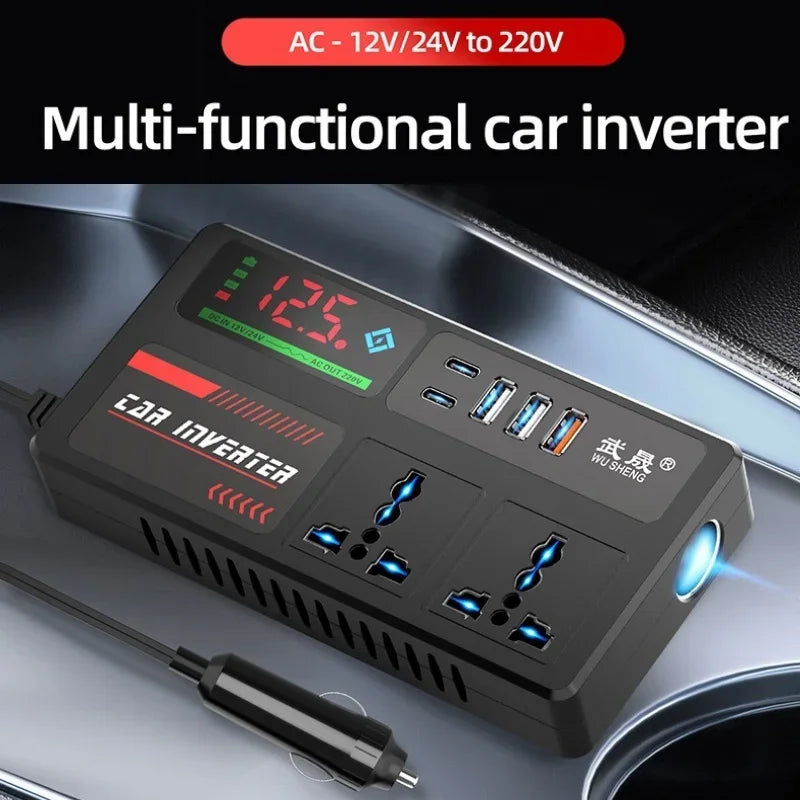 Portable Car Inverter 12V to 110V 24V to 220V Outlet Adapter