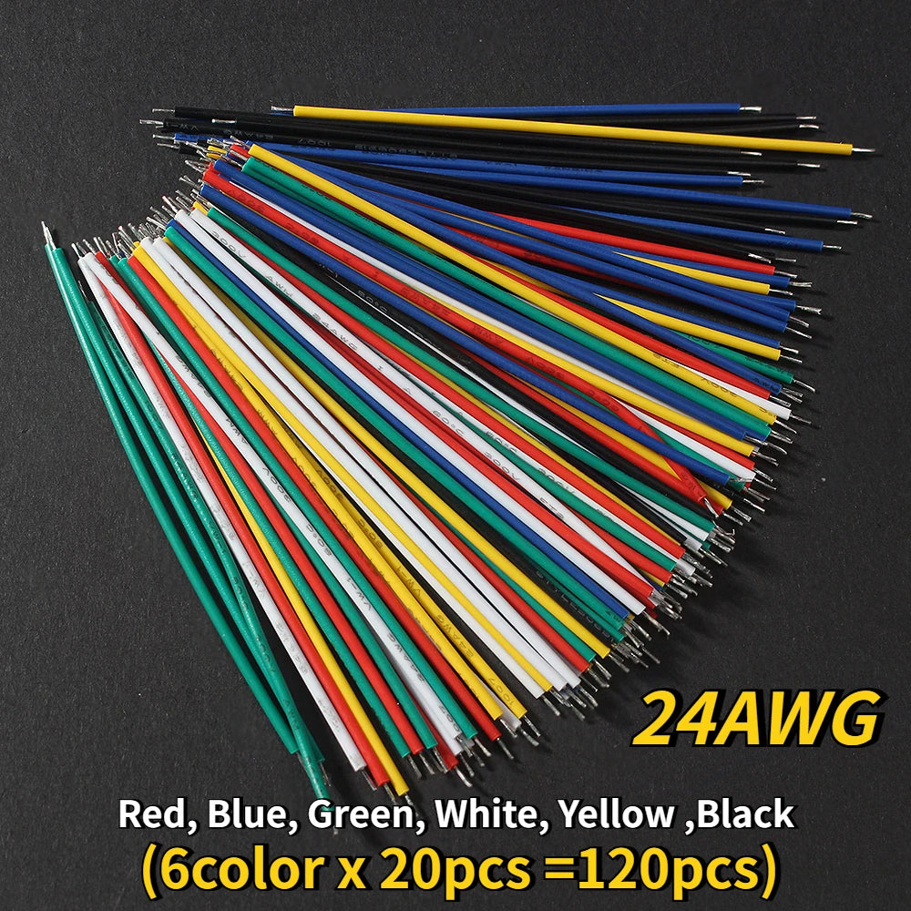 120pcs/lot 6 Color Tin-Plated Breadboard PCB Solder Cable 24