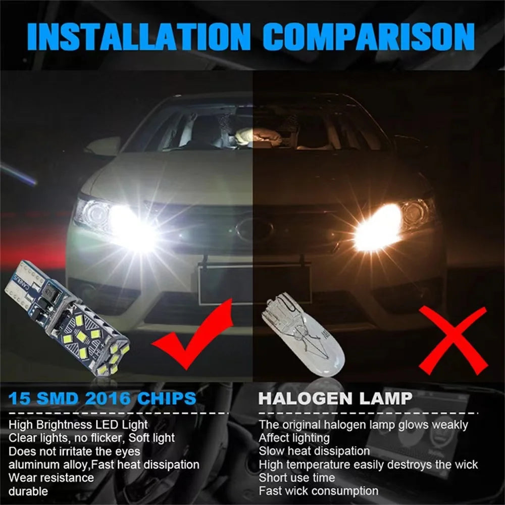 2/10 PCS Super Bright T10 W5W LED Bulbs Canbus 12/24V 7000K 