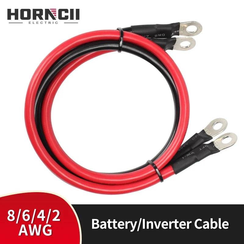 Battery Inverter Cable 8 6 4 2 AWG Stranded Copper Wire Conn