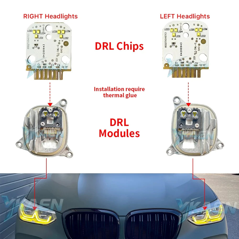 Angel Eyes Daytime Running Lights For 18-21 BMW X3 G01 X3M F97 X4 G02 X4M F98 Adaptive Headlight LED DRL