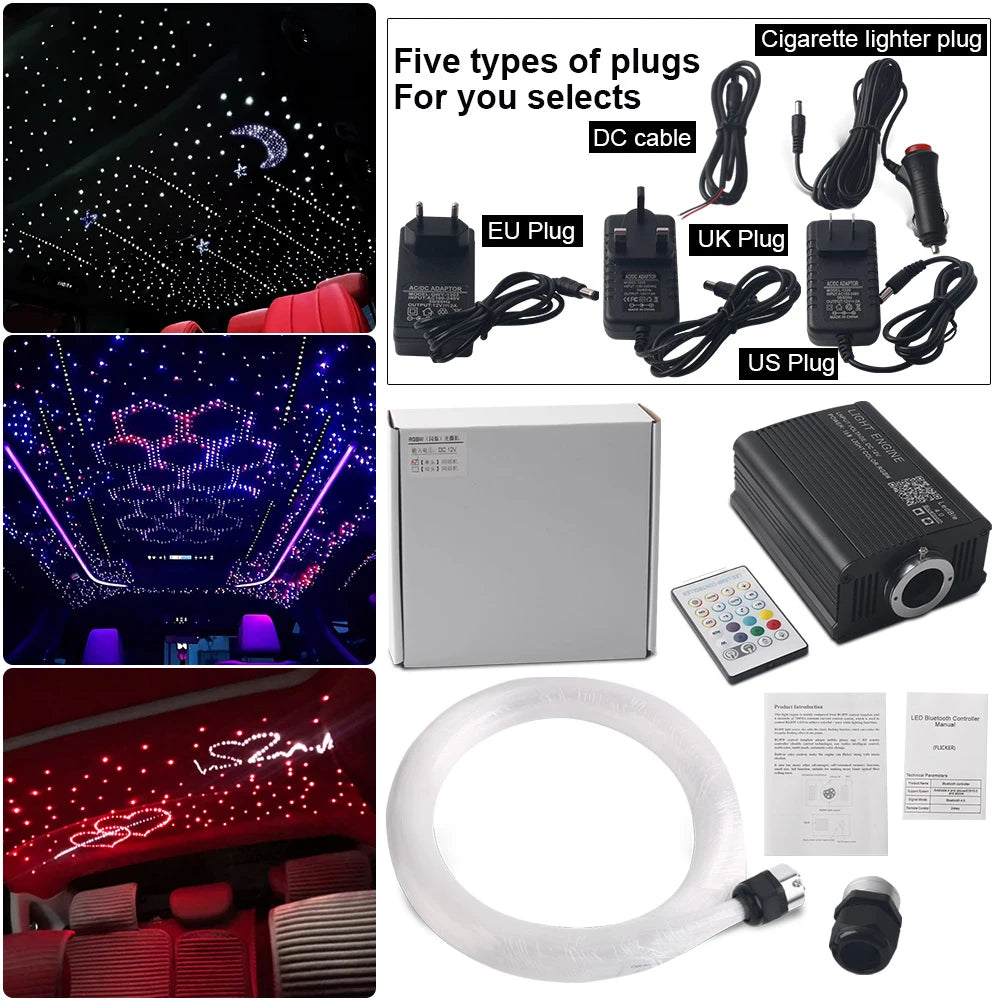 16W Starry Sky Twinkle Car Star Ceiling Light Fiber Optic Li
