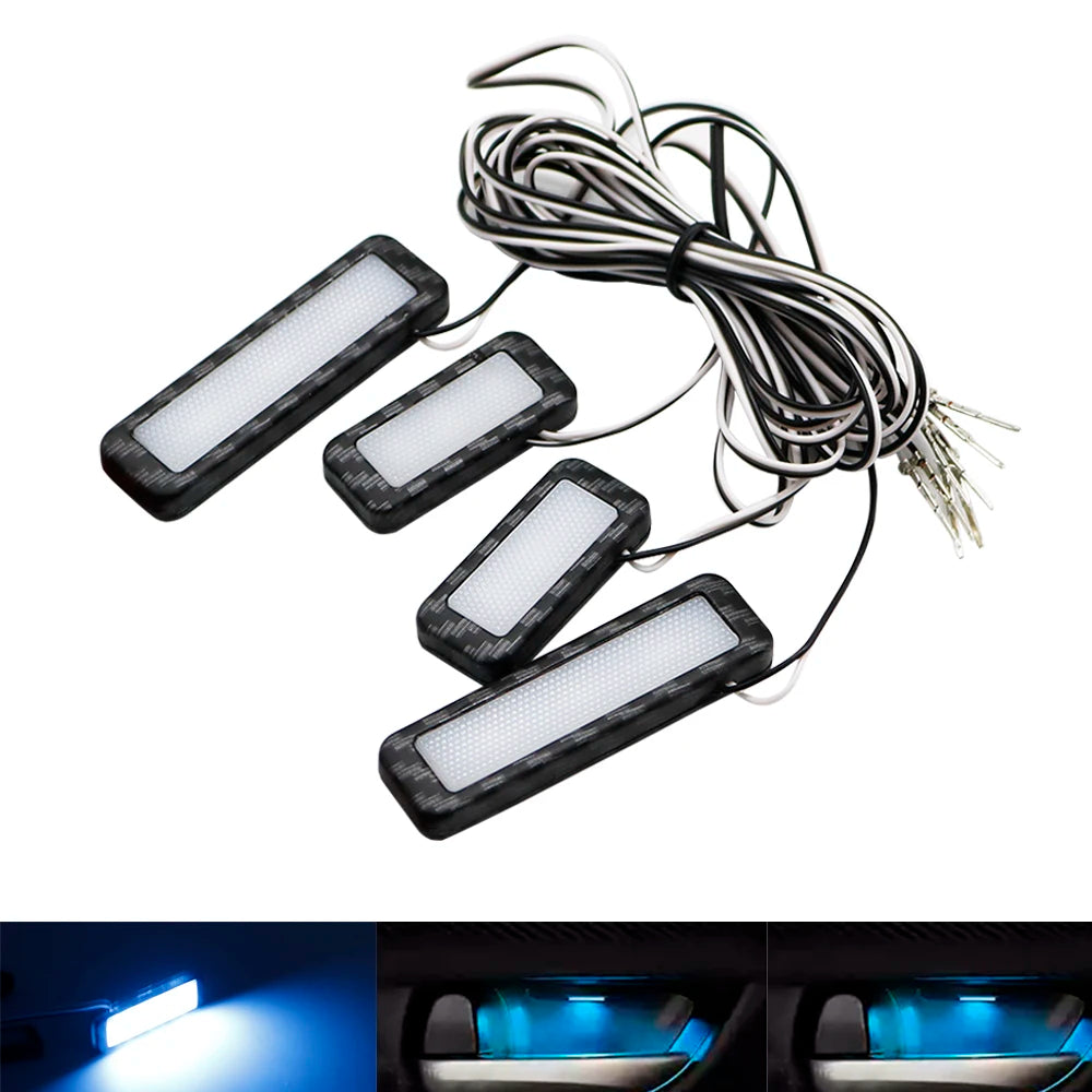 4Pcs Armrest Interior Door Handle Lighting Car Styling LED Car Inner Bowl Light Universal Auto Atmosphere Lamp Decorative Light