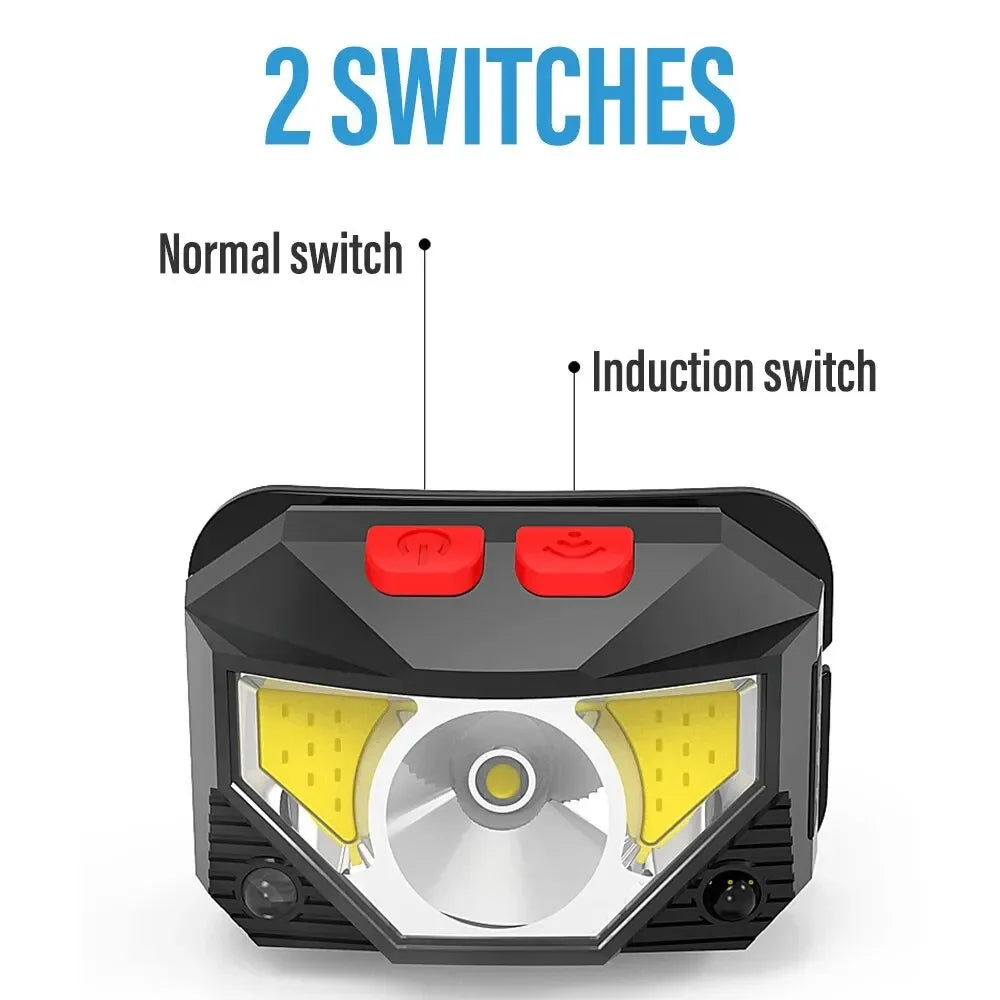 1-3PCS Rechargeable LED Headlamp Sensor Headlight With COB a