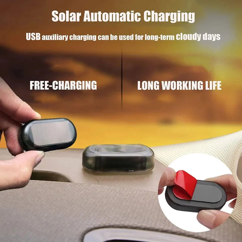 1/2Pcs Car Fake Security Light Solar Powered Simulated Dummy