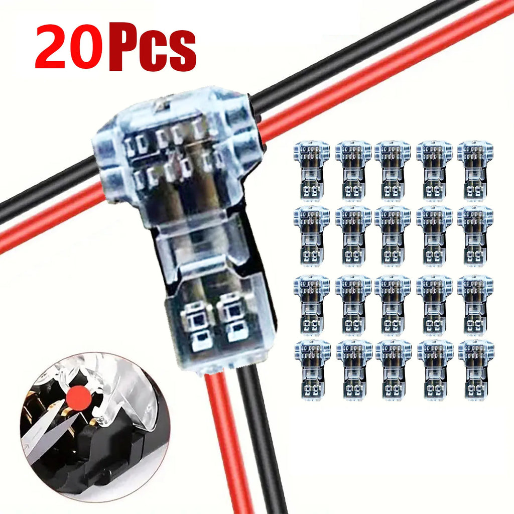 5/10/20PCS Wire Cable Snap In T2 Connector No-solder No-peel Quick Terminal Connections Joiners Auto Plug Electrical Accessories
