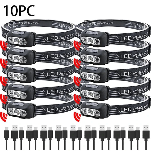 Mini Headlamp Strong Light Led Night Fishing Powerful Torch Head Lamp Outdoor Waterproof Camping Portable LED Sensor Headlamps